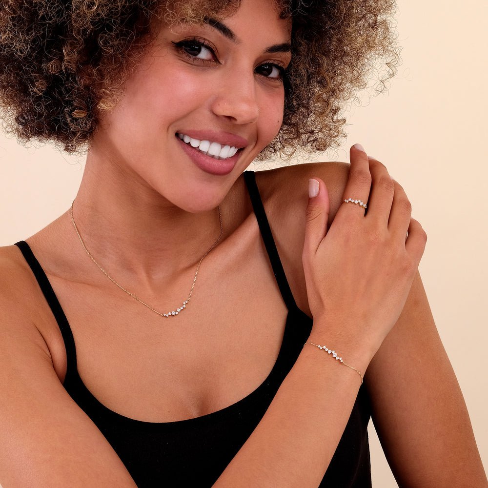 Solid Gold Diamond Cluster Bracelet
