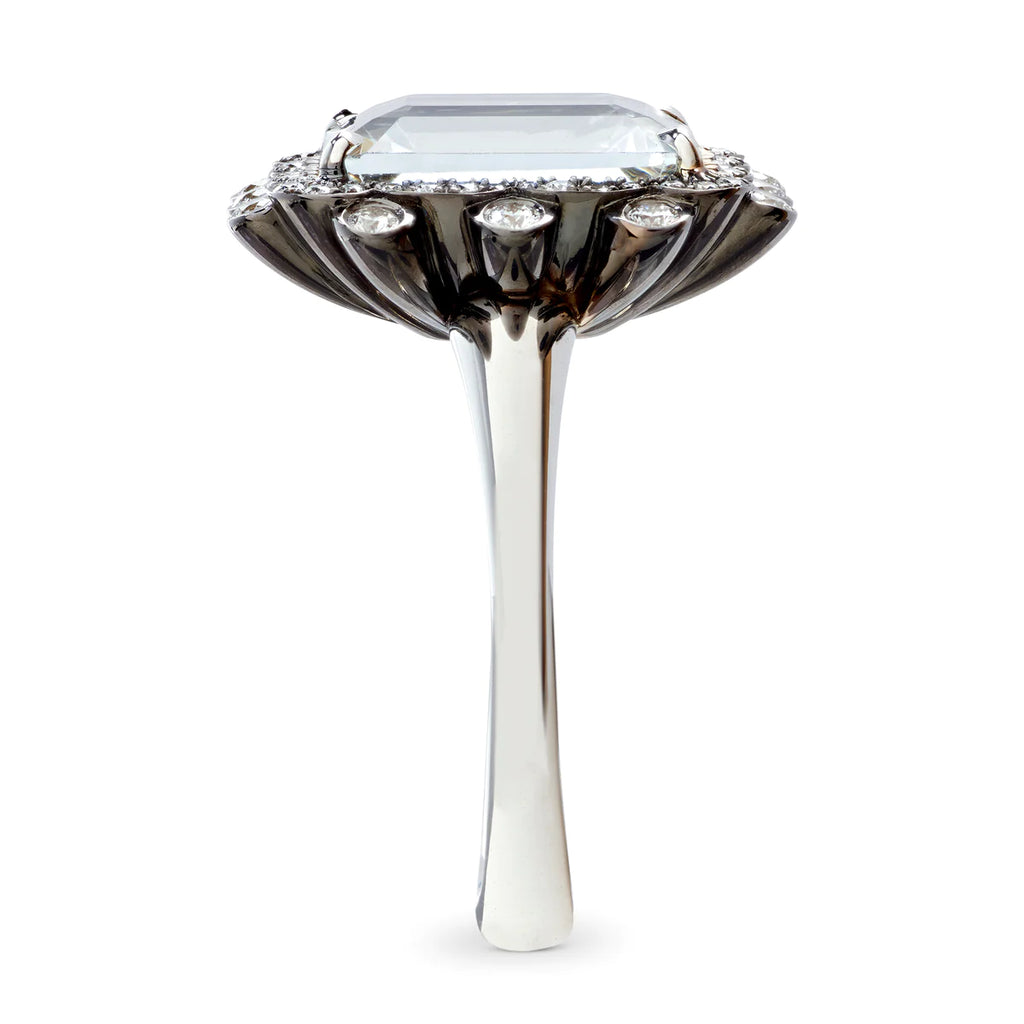 Solid Gold Medici Aquamarine And Diamond Cocktail Ring