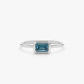 Solid Gold Octagon Blue Topaz Ring