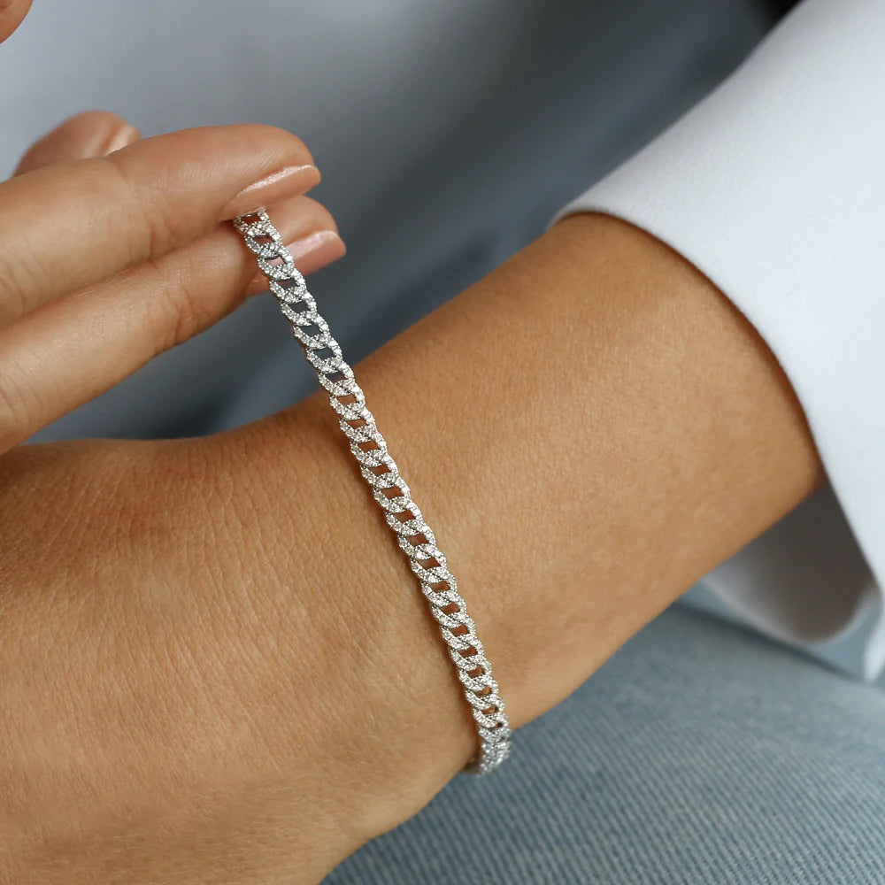 Solid Gold 4.8MM Diamond Cuban Link Bracelet