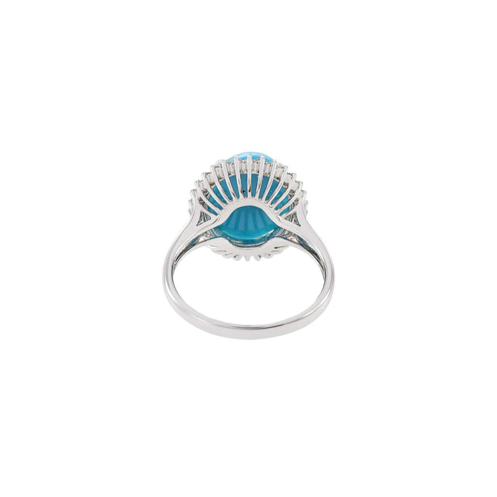 Solid Gold Turquoise And Diamond Ring (B66830)