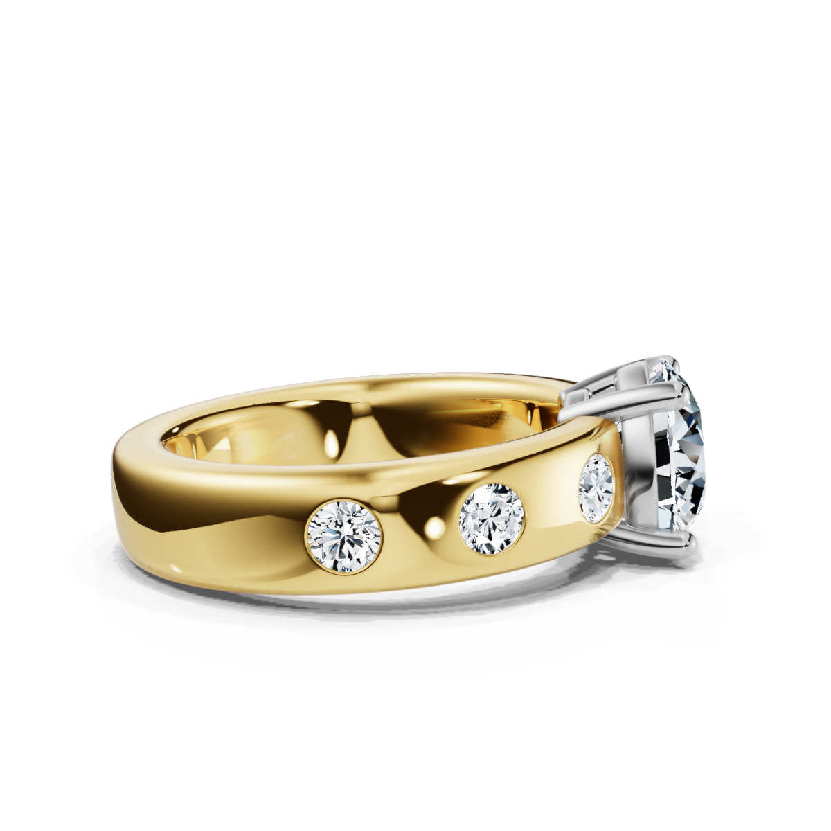 Solid Gold Bazel Set Lab Grown Diamond Engagement Ring