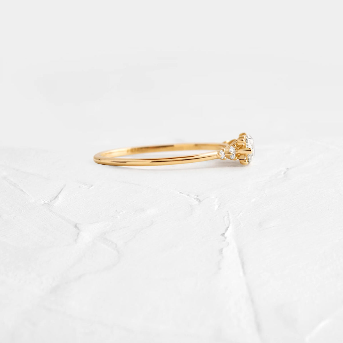 Solid Gold Aperture Ring, 0.35ct. Marquise Cut Diamond Moissanite Ring