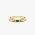 Solid Gold Baguette Emerald Dome Ring (004C03)