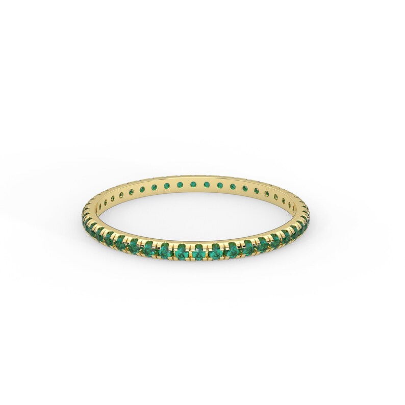Solid Gold 0.35 ctw Natural Emerald full Eternity Band