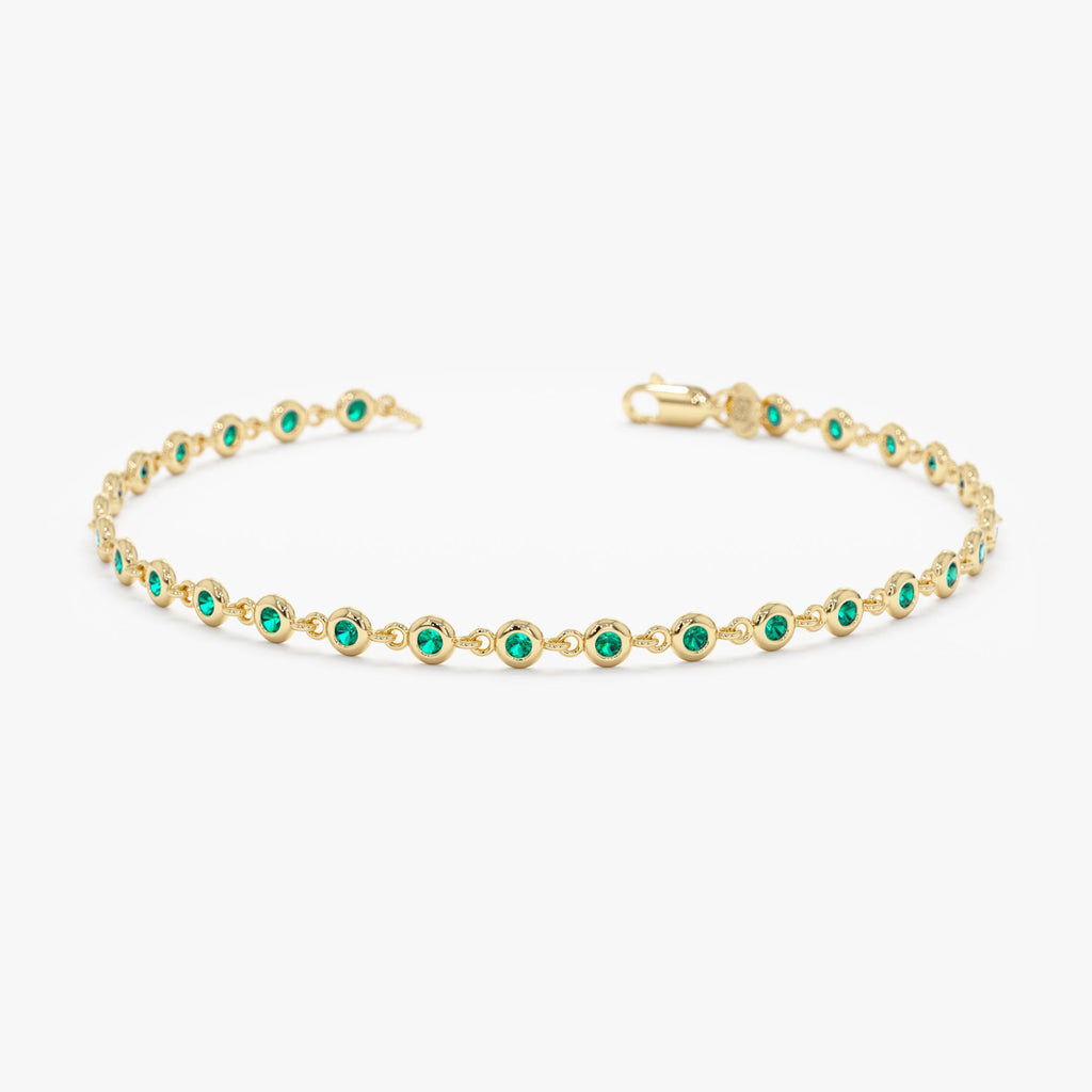 Solid Gold Emerald Tennis Bracelet
