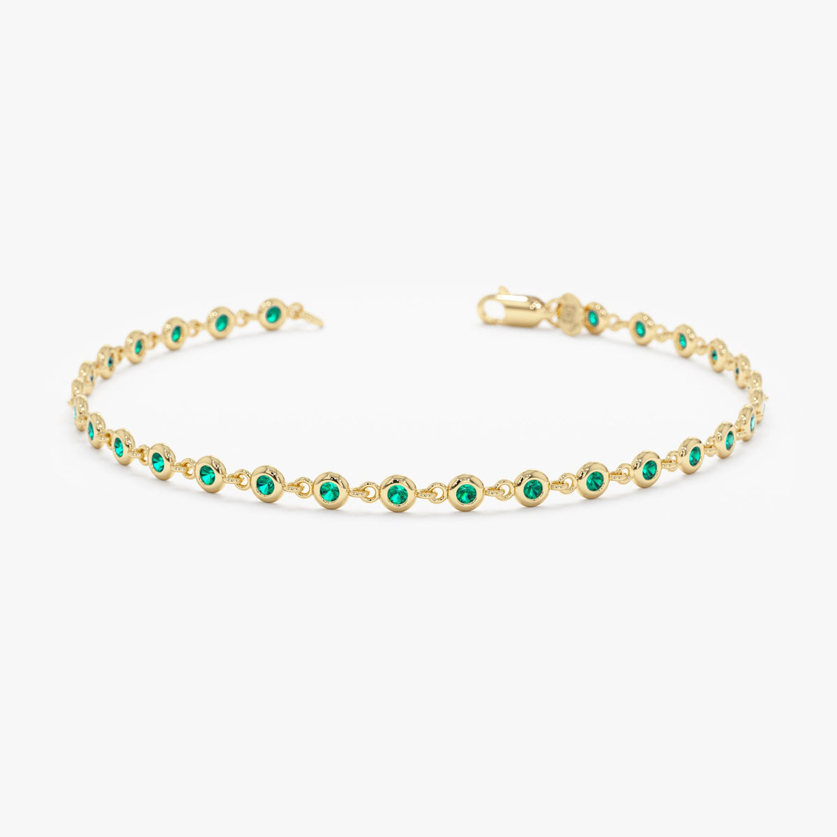 Solid Gold Emerald Tennis Bracelet