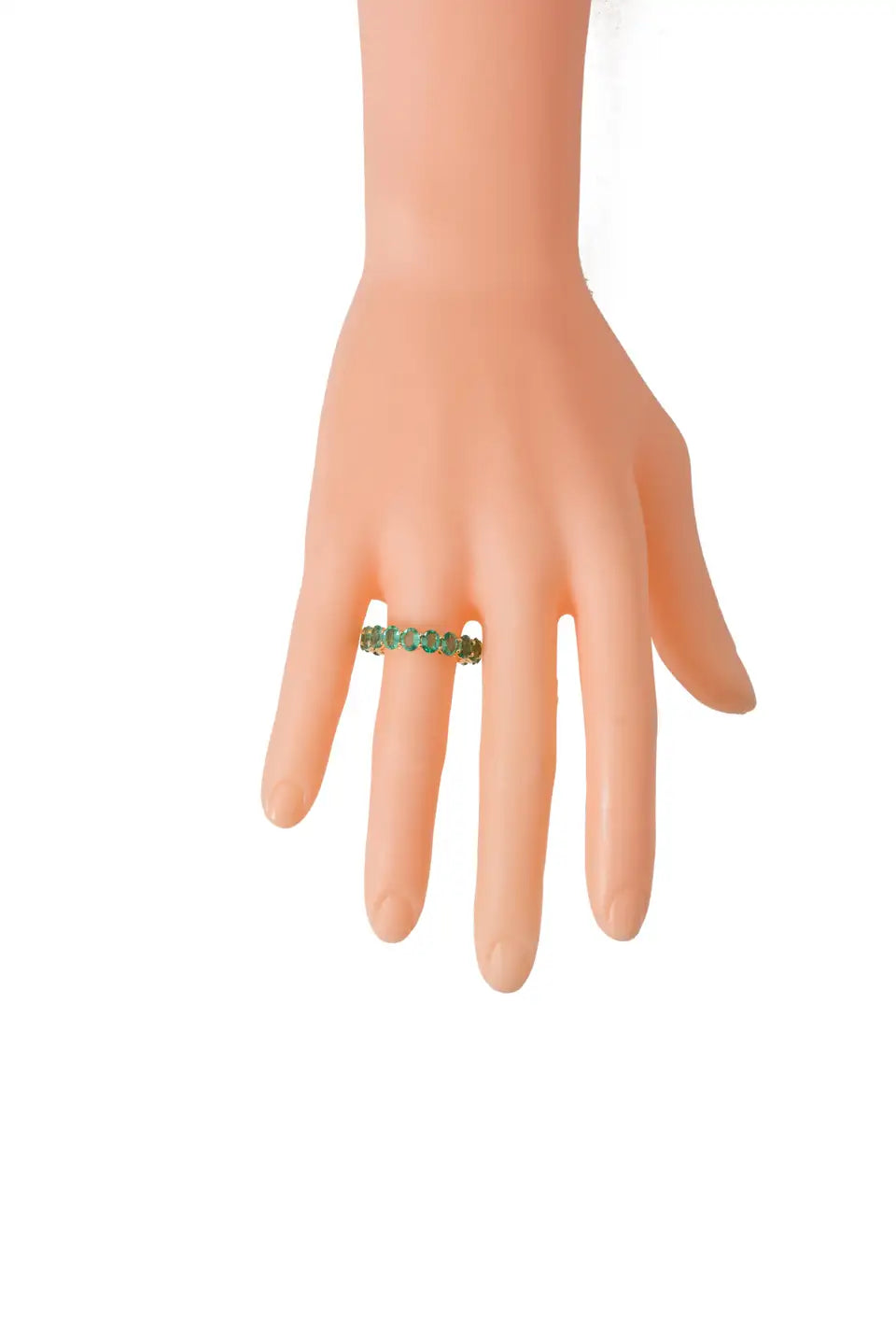 Solid Gold Oval Shaped Emerald Eternity Band