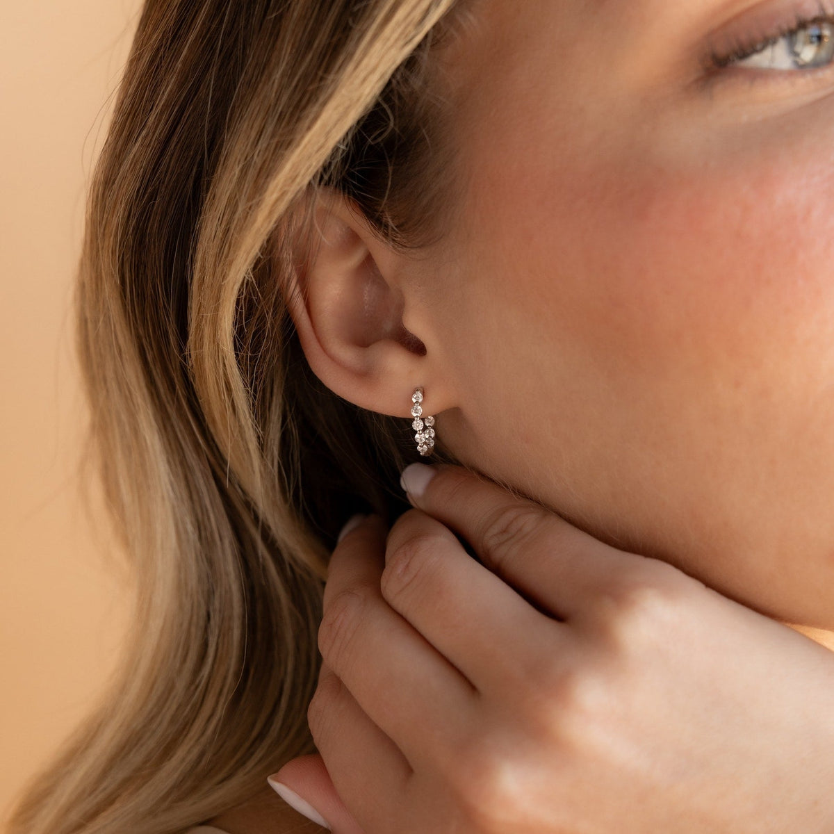 Solid Gold Diamond Huggies Earring