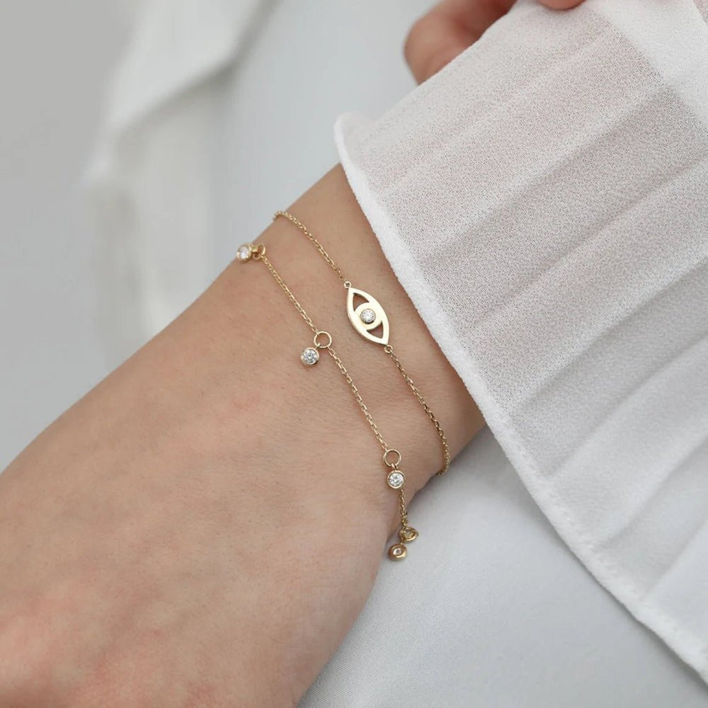 Solid Gold Diamond By the Yard Charm Bracelet