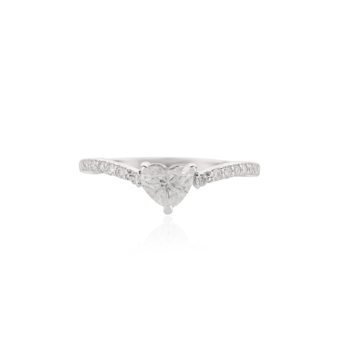 Solid Gold Heart Diamond Wedding Ring