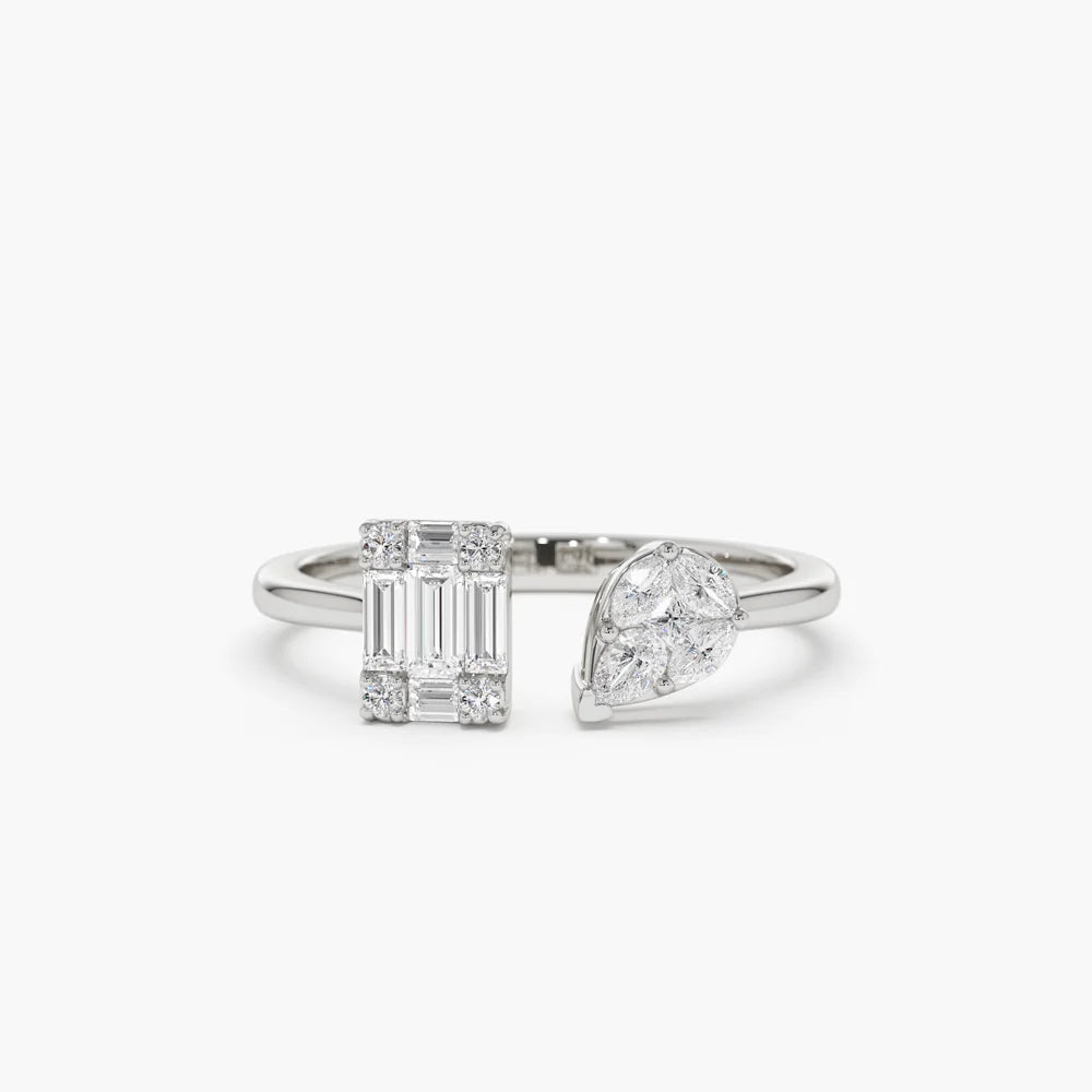 Solid Gold Illusion Setting Diamond Toi et Moi Ring