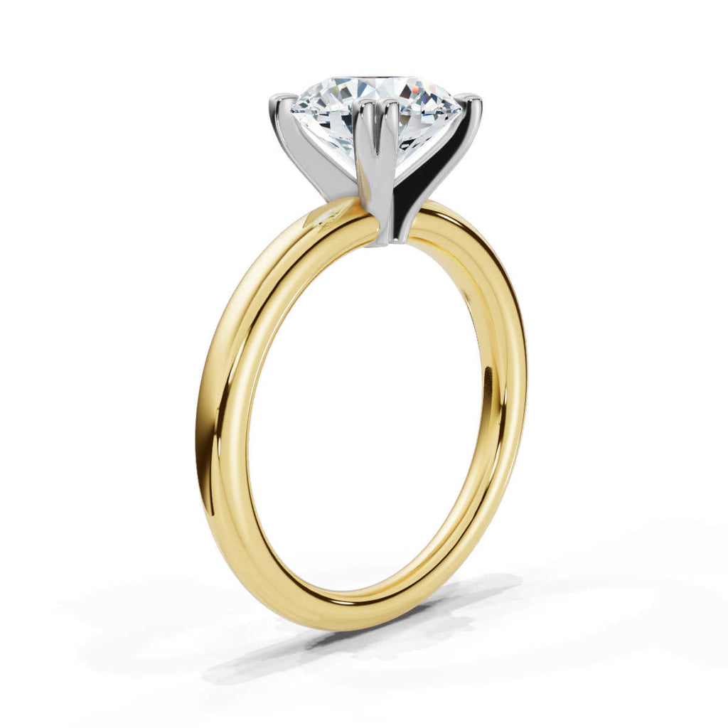 Solid Gold 2 CT Round Lab Grown Diamond Engagement Ring
