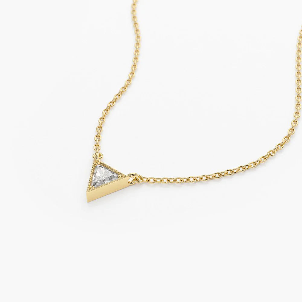 Solid Gold Triangle Cut Diamond Solitaire Necklace