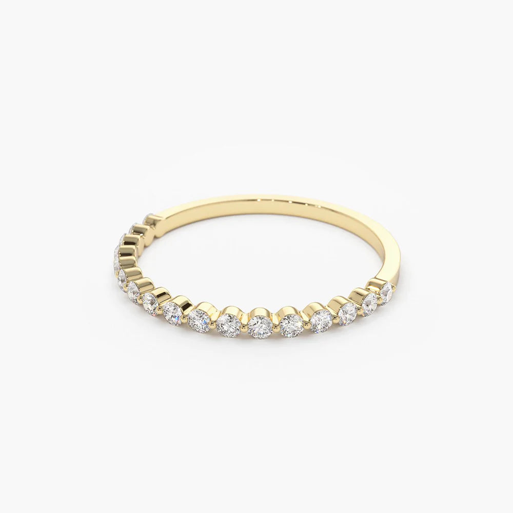 Solid Gold Round Diamond Shared Prong Wedding Ring