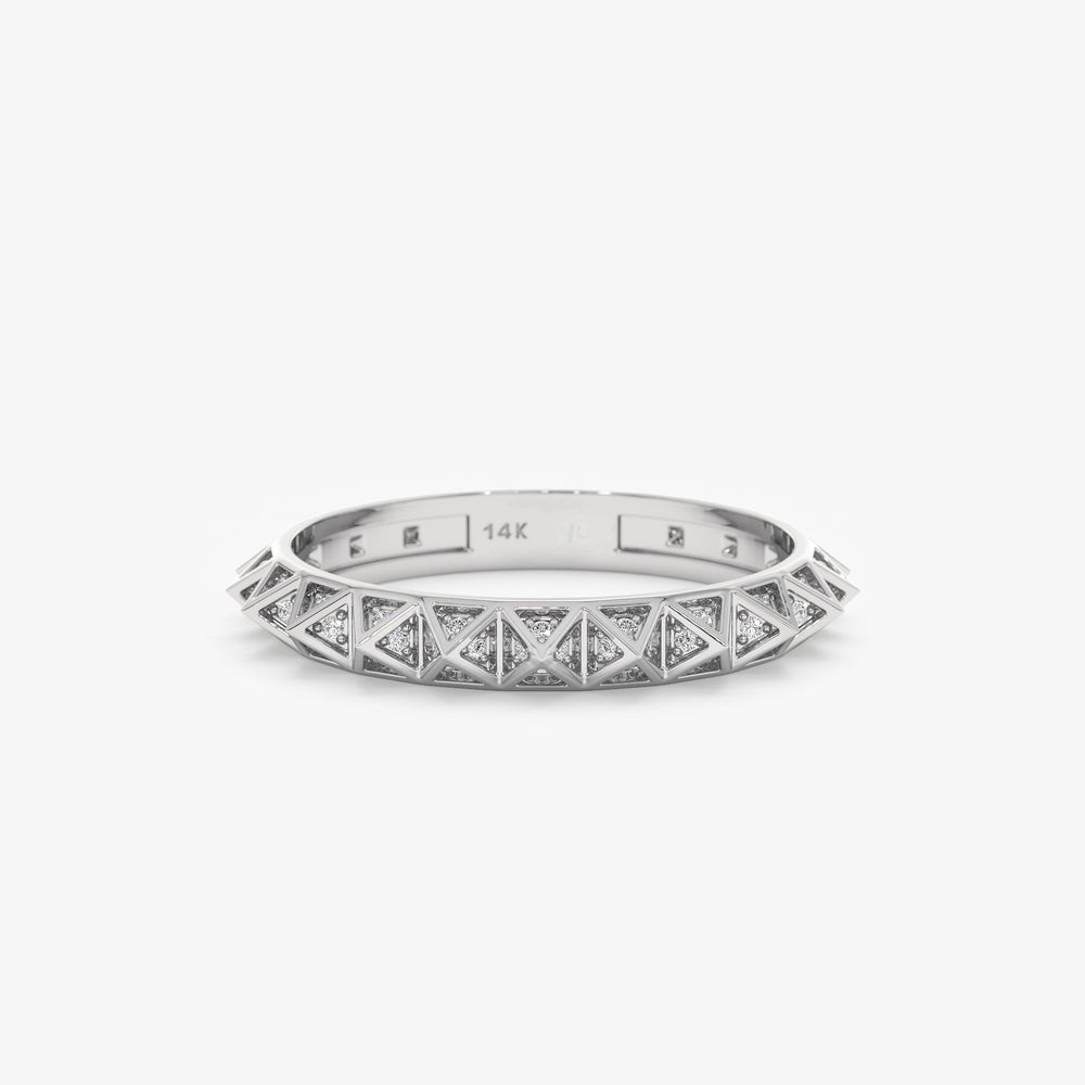 Solid Gold Diamond Pyramid Eternity Ring