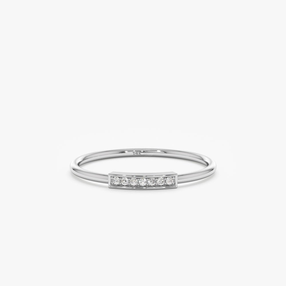 Solid Gold Diamond Mini Bar Ring (43A7C7)