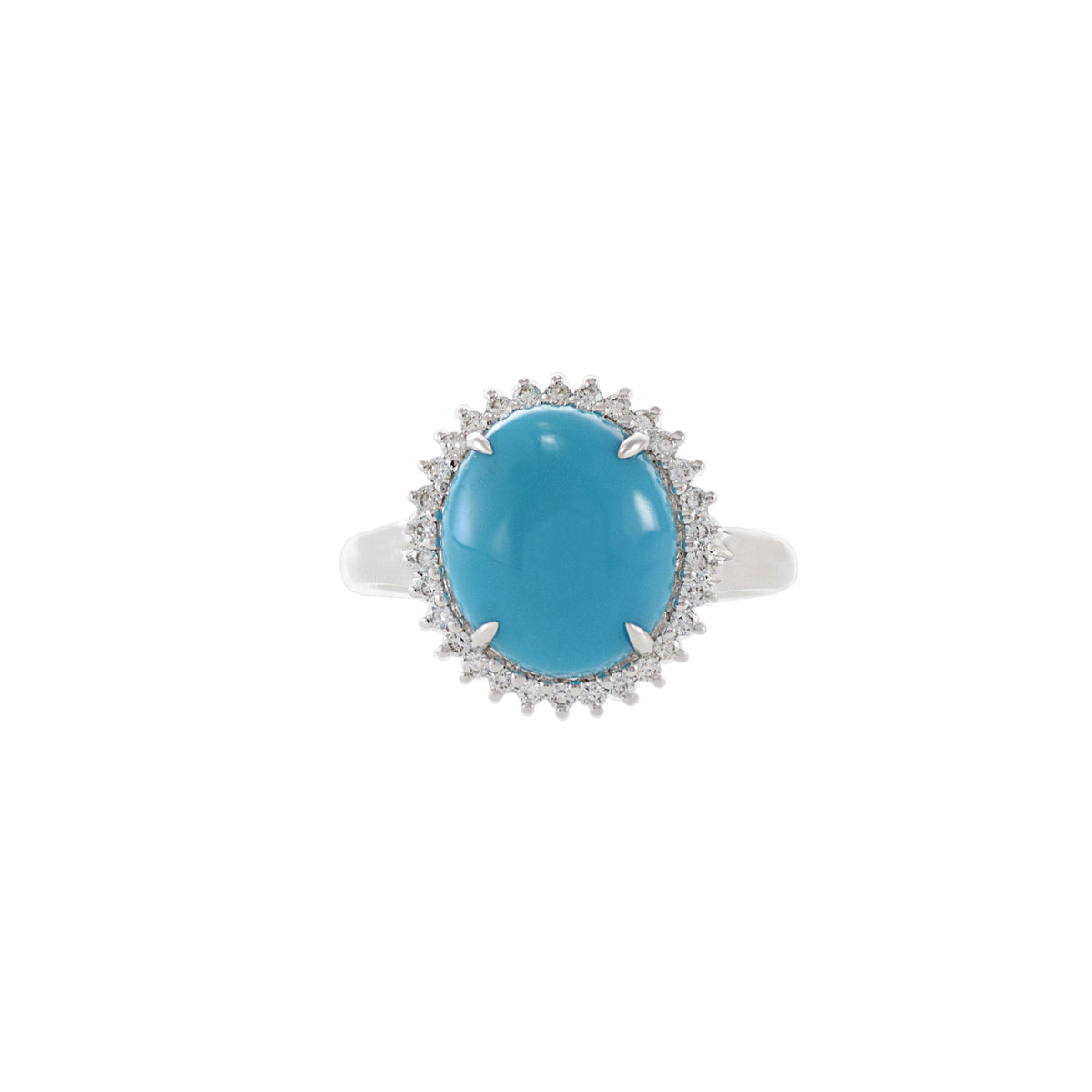 Solid Gold Turquoise And Diamond Ring (B66830)