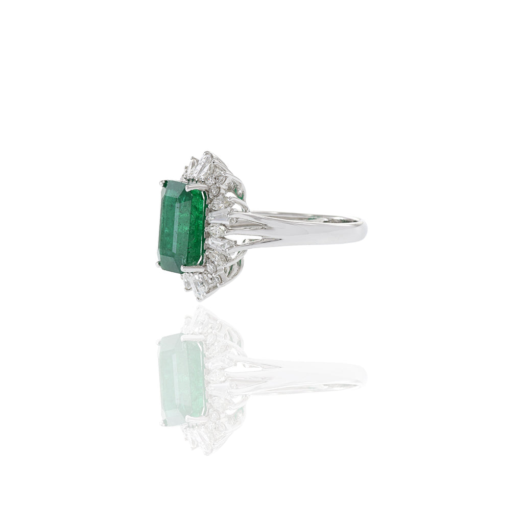 Solid Gold 4.01CT Emerald And Diamond Cocktail Ring