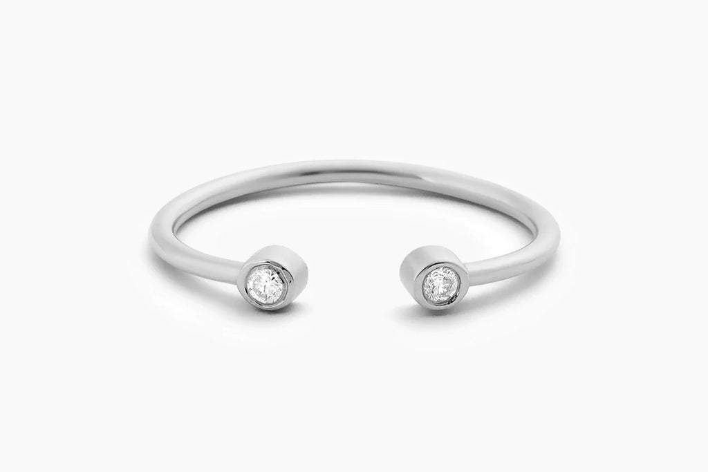 Solid Gold Double Bezel Set Open Diamond Ring