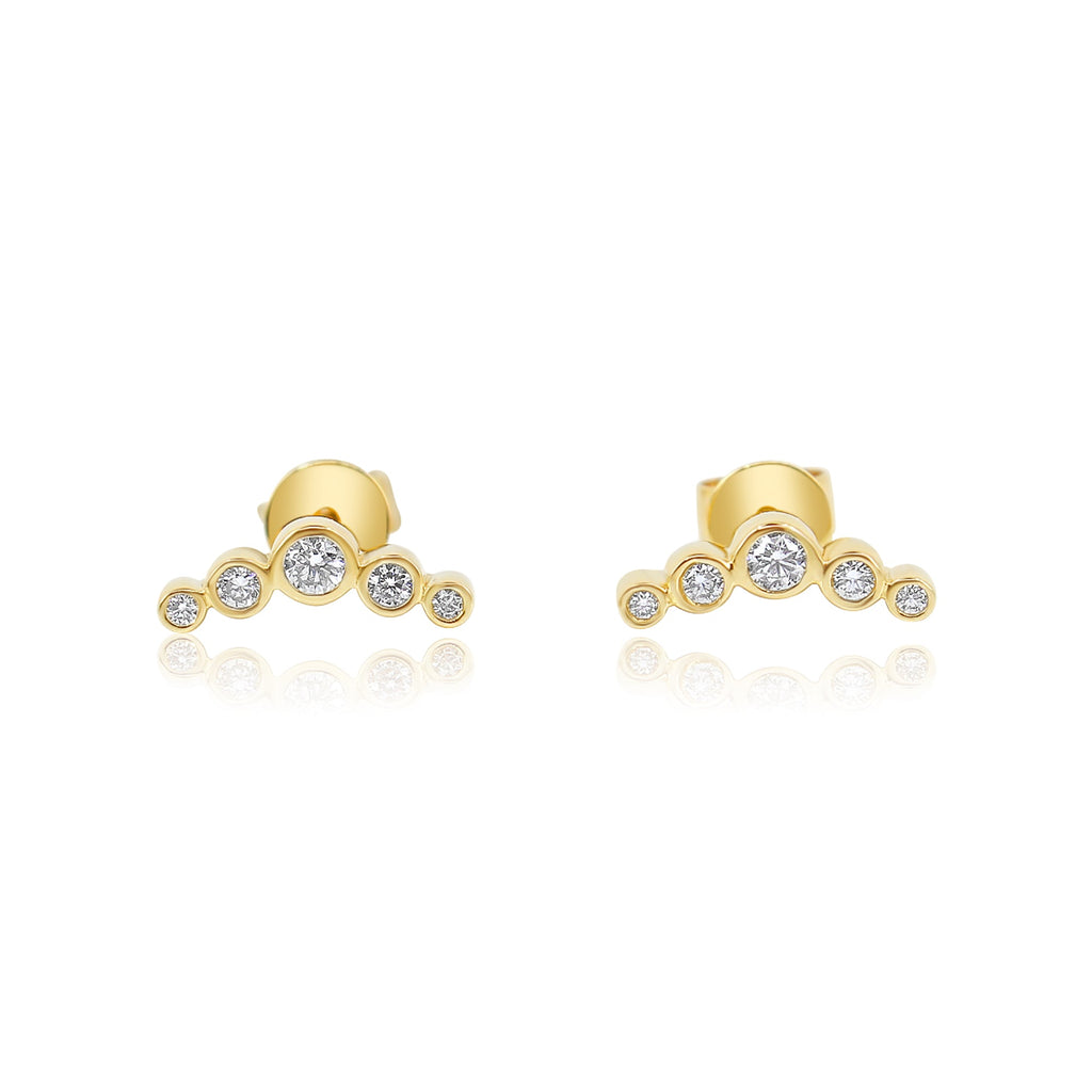 Solid Gold Bezel Graduated Diamond Climber Earring