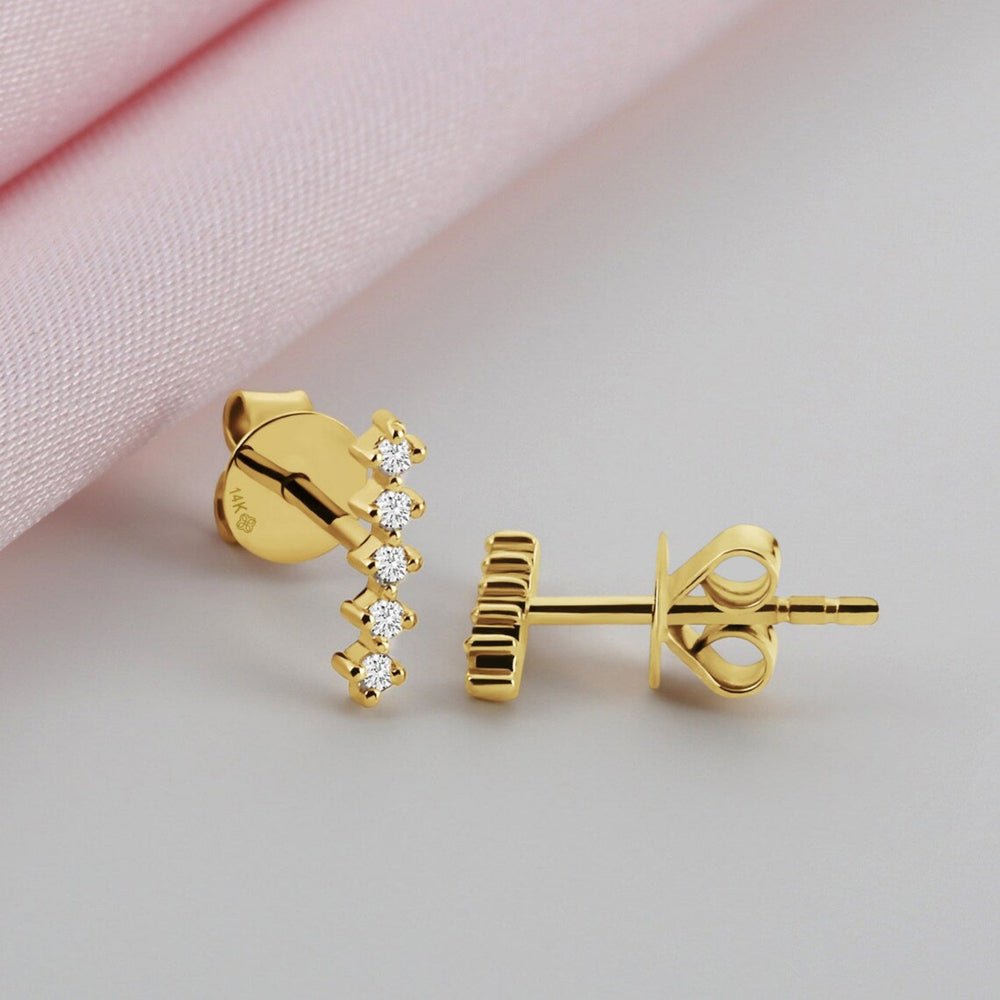 Solid Gold Diamond Ear Crawler Studs