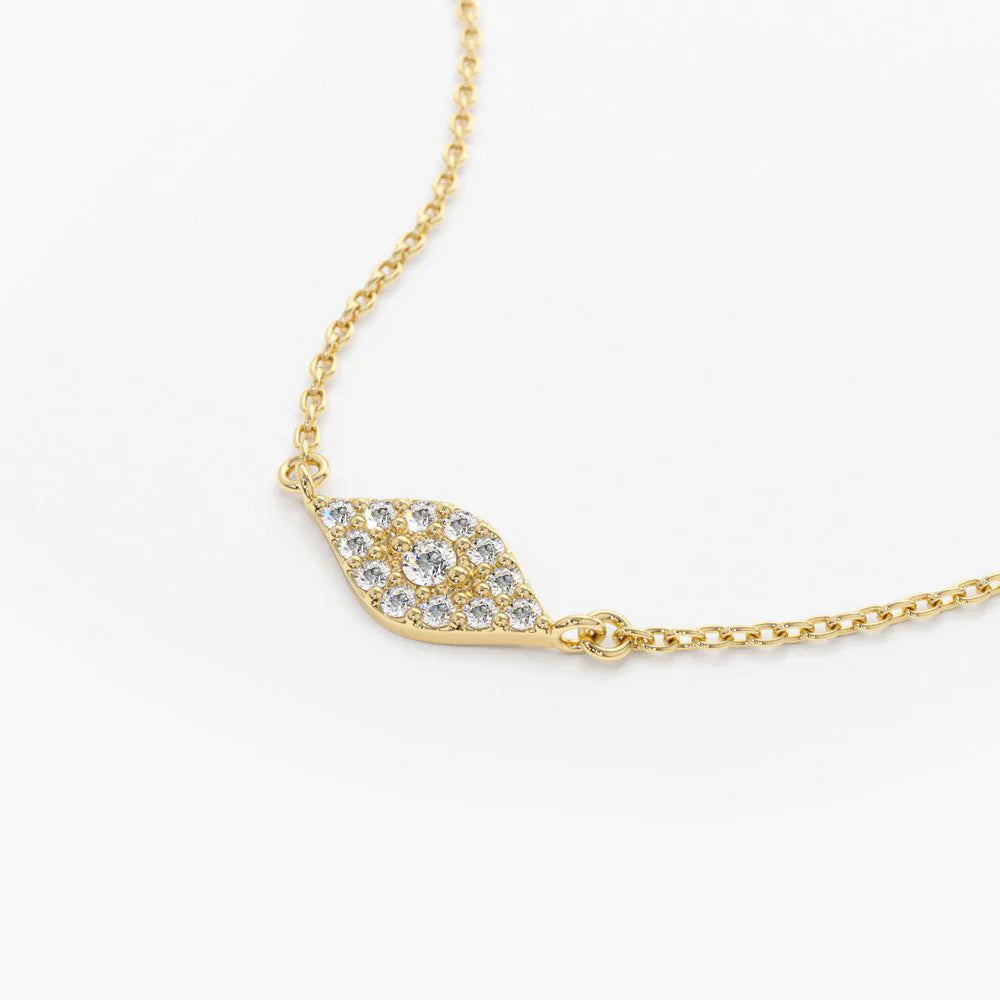Solid Gold Diamond Evil Eye Necklace