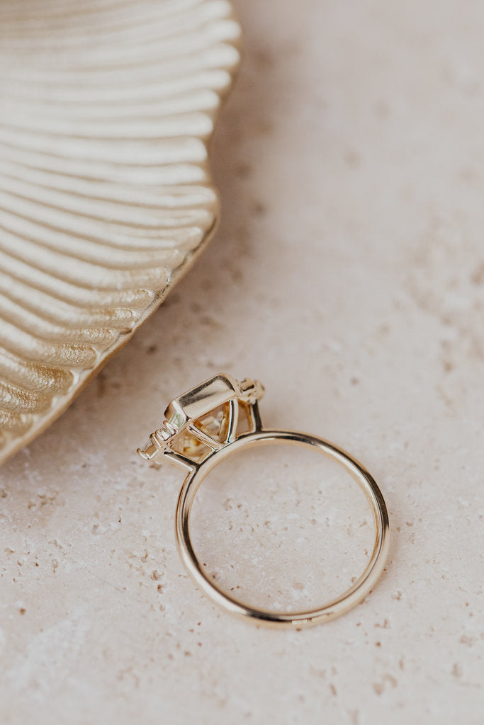 Solid Gold The Eileen 2.54 ct Emerald Cut Yellow Sapphire Ring