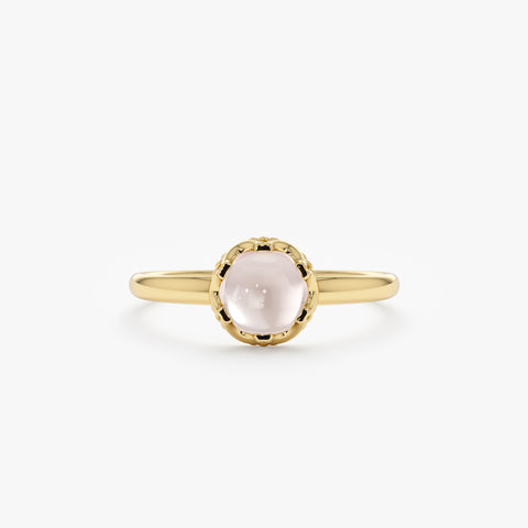 Solid Gold Cabochon Rose Quartz Engagement Ring