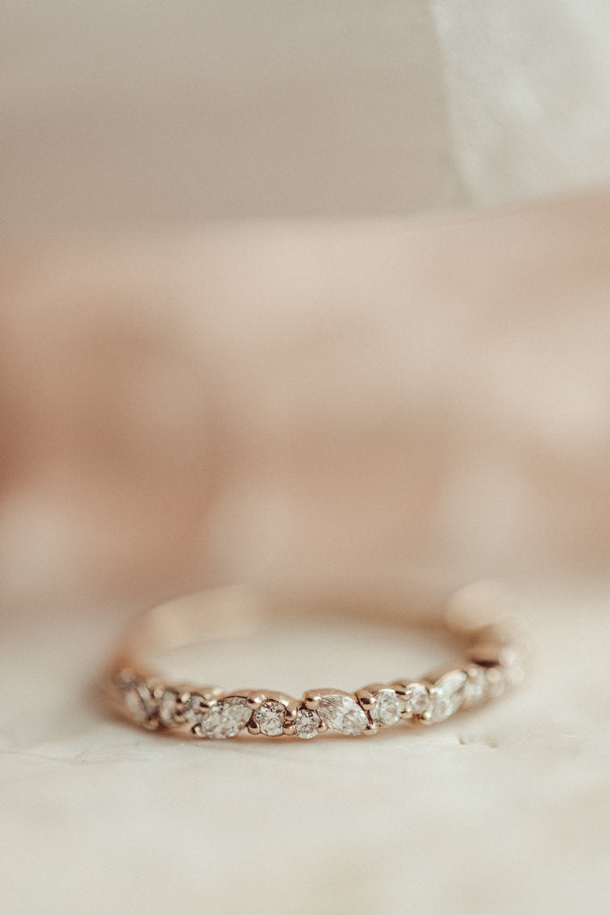 Solid Gold Natural Diamond Stack Ring for women