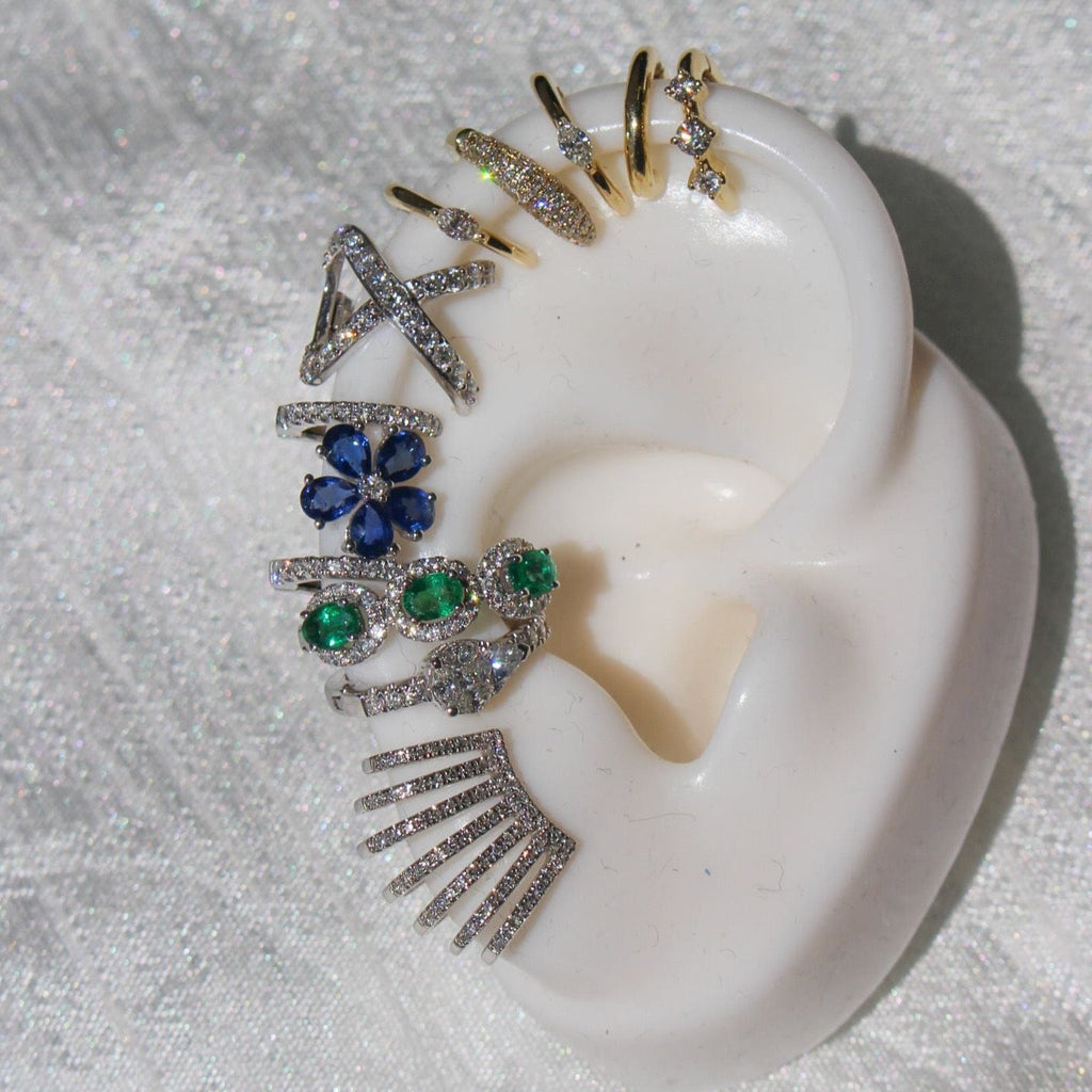 Solid Gold Mini Triple Diamond Ear Cuff