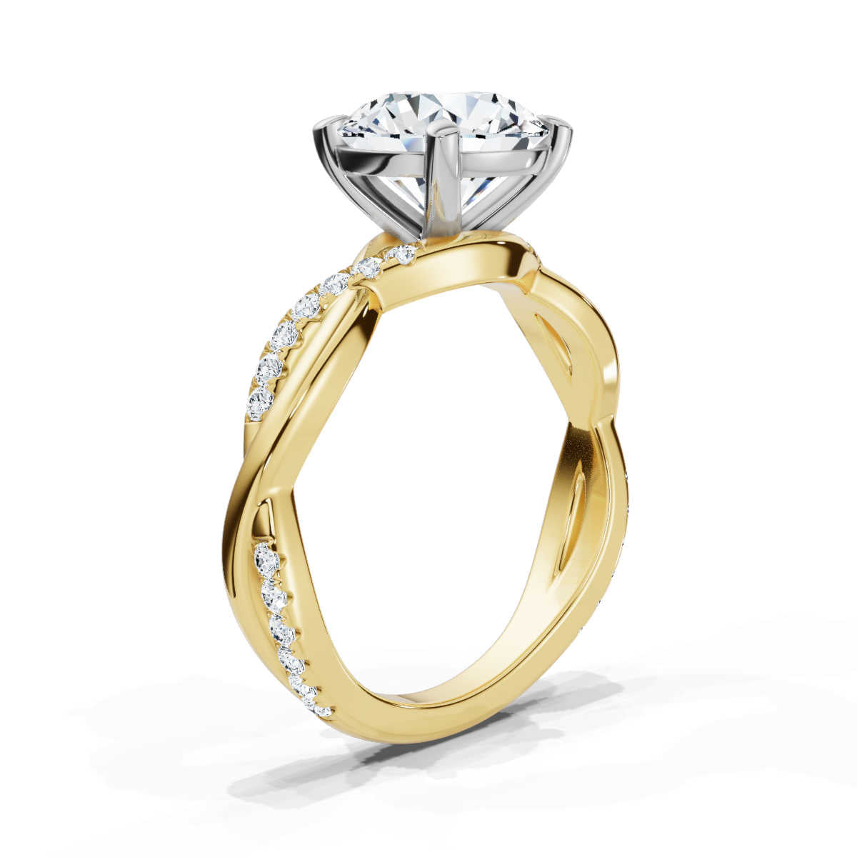 Solid Gold 2 CT Infinity Lab Grown Diamond Engagement Ring