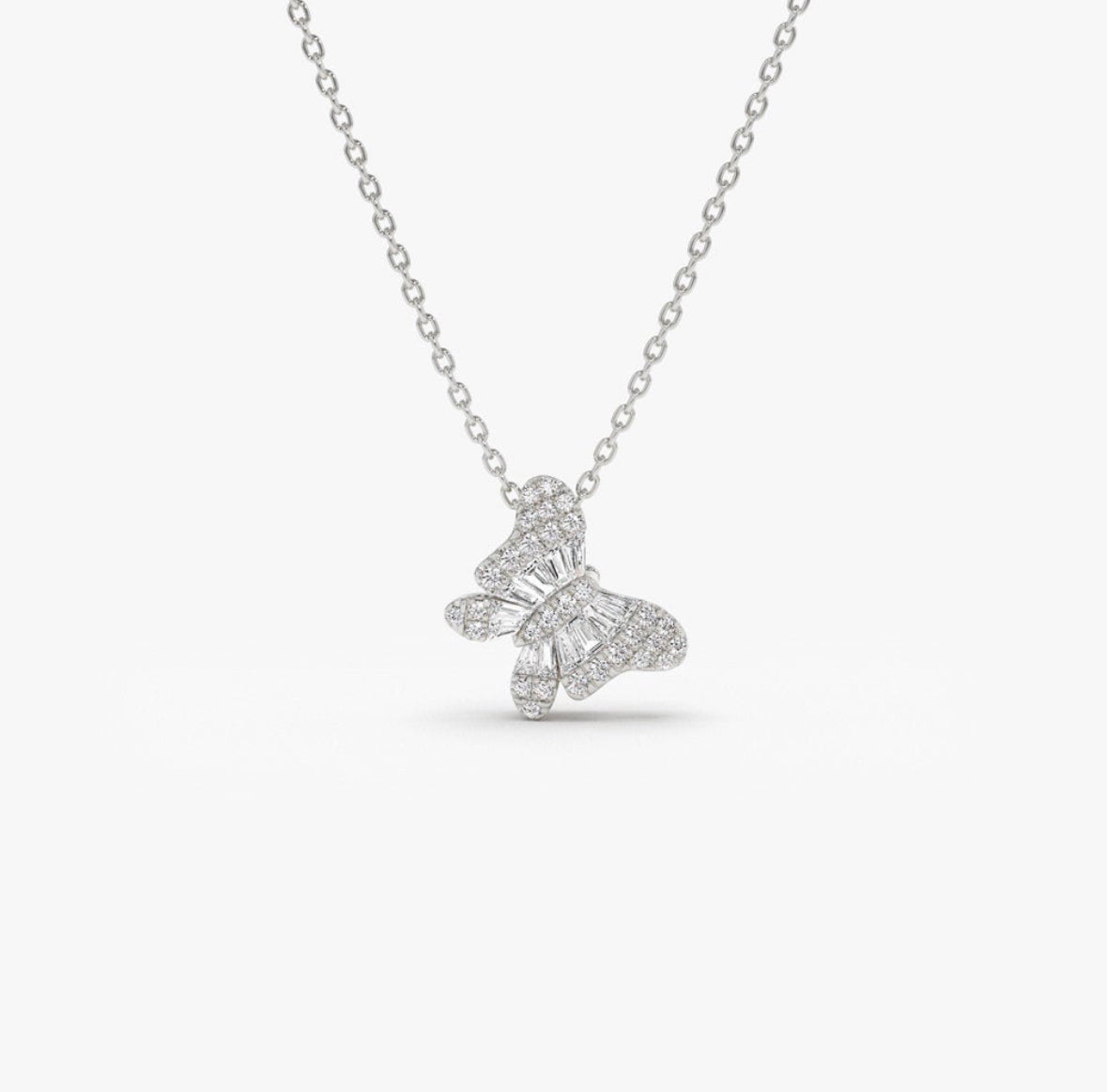 Baguette Moissanite Butterfly Necklace, photo 6