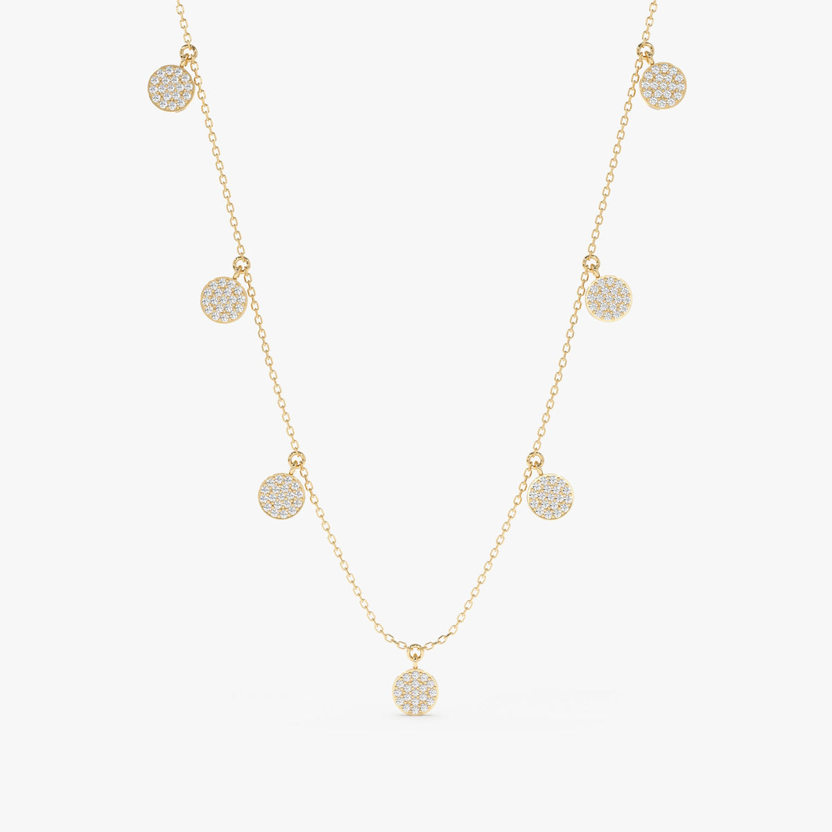 Solid Gold Diamond Disc Drop Necklace (EAF55C)