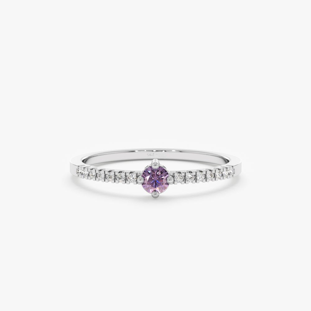 Solid Gold Amethyst and Diamond Ring (2E8DEF)