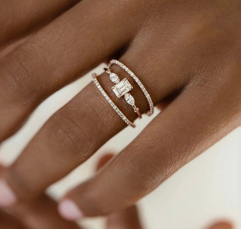 14K Solid Gold Stackable Moissanite Ring
