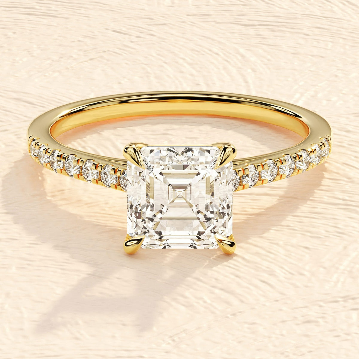 Solid Gold Engagement Ring Cushion Cut Lab Grown Diamond 1ct multi Diamond