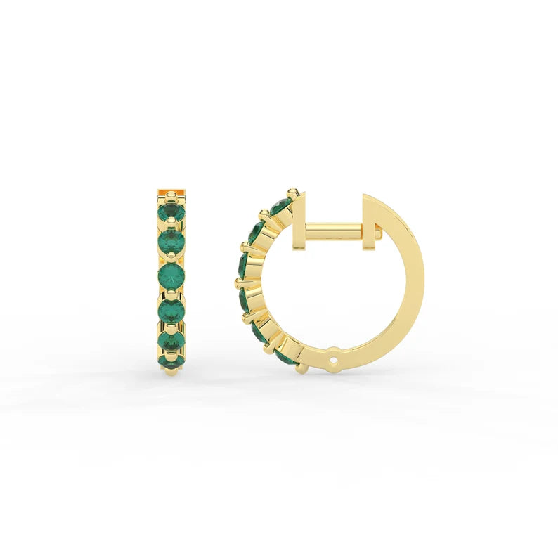 Solid Gold Heggie Emerald Earrings