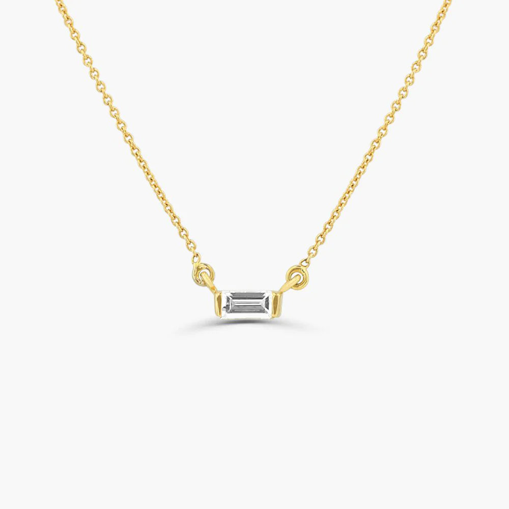 Solid Gold Baguette Diamond Necklace