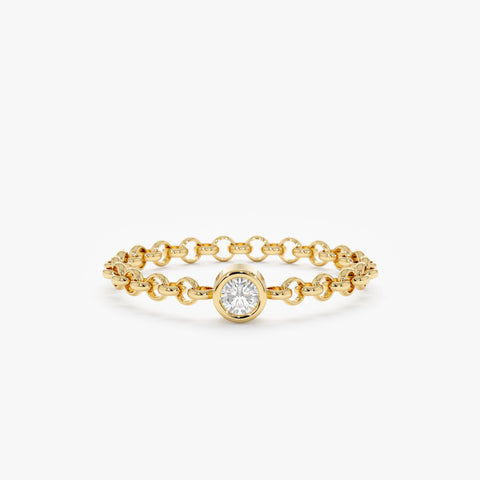Solid Gold Single Diamond Chain Ring