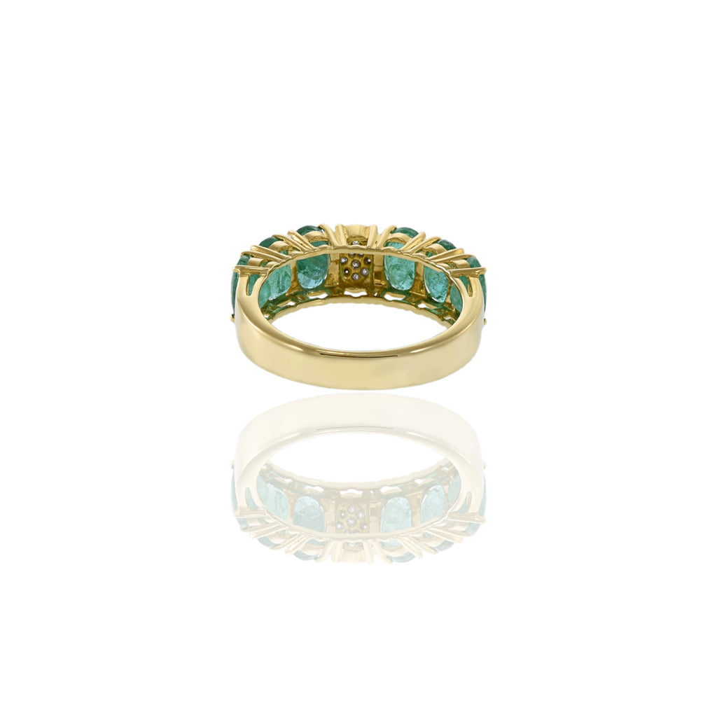 Solid Gold Emerald And Diamond Ring (CE67B3)
