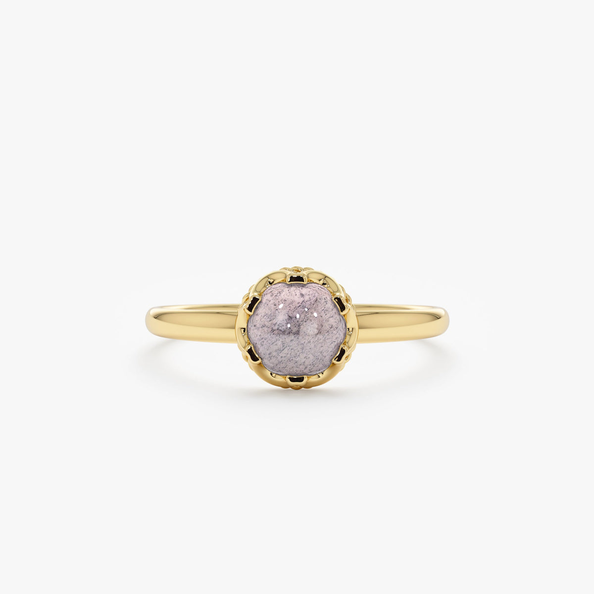 Solid Gold Cabochon Labradorite Engagement Ring (F25FB)