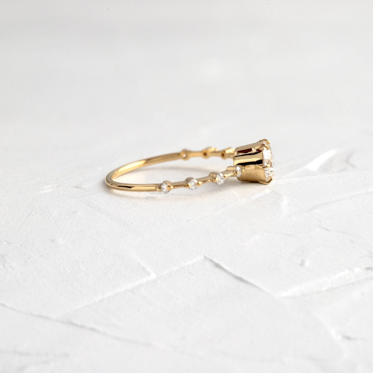 Solid Gold 1 CT Diamond Distance Ring, Diamond Moissanite Ring