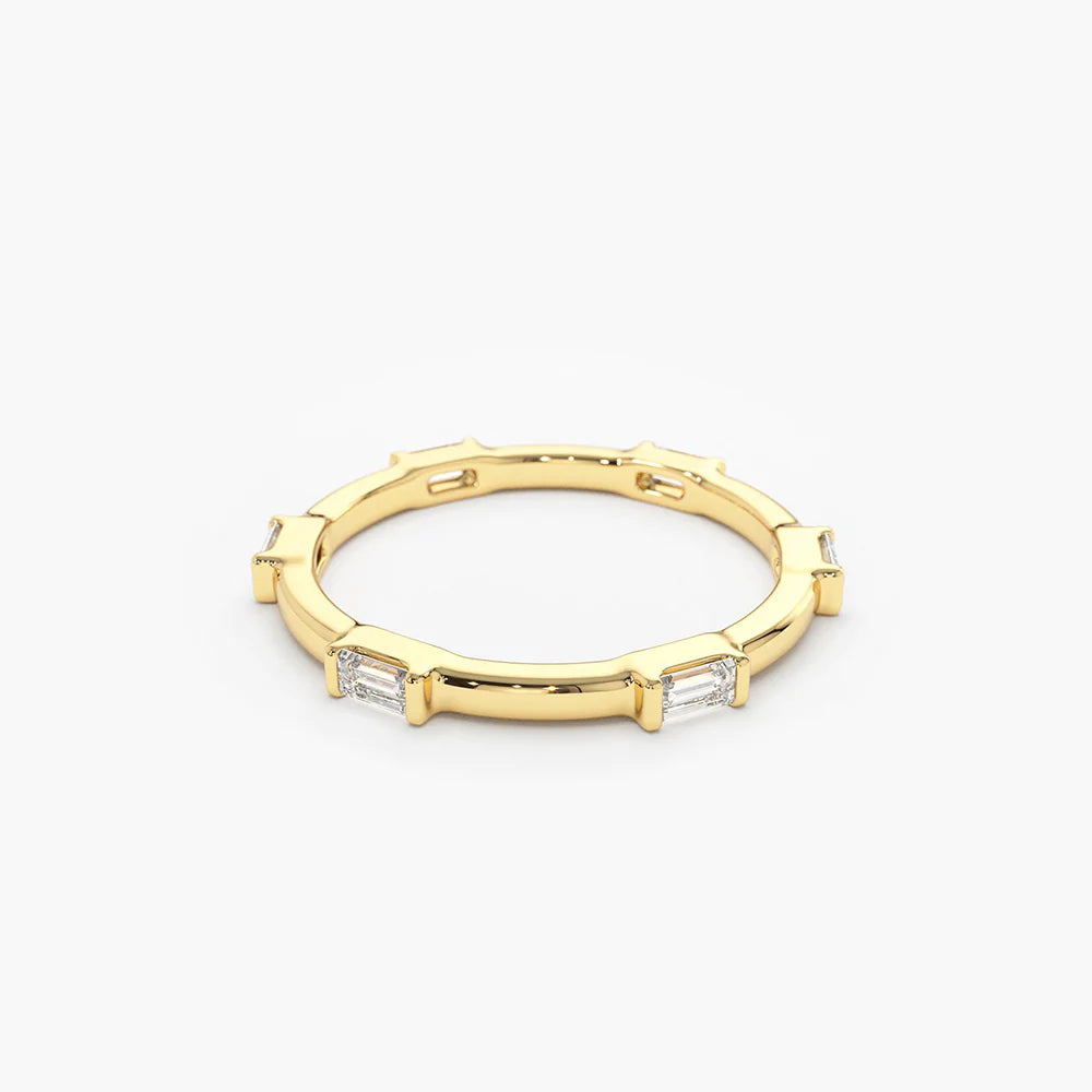 Solid Gold Stackable Baguette Diamond Eternity Ring