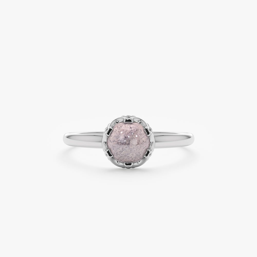 Solid Gold Cabochon Labradorite Engagement Ring