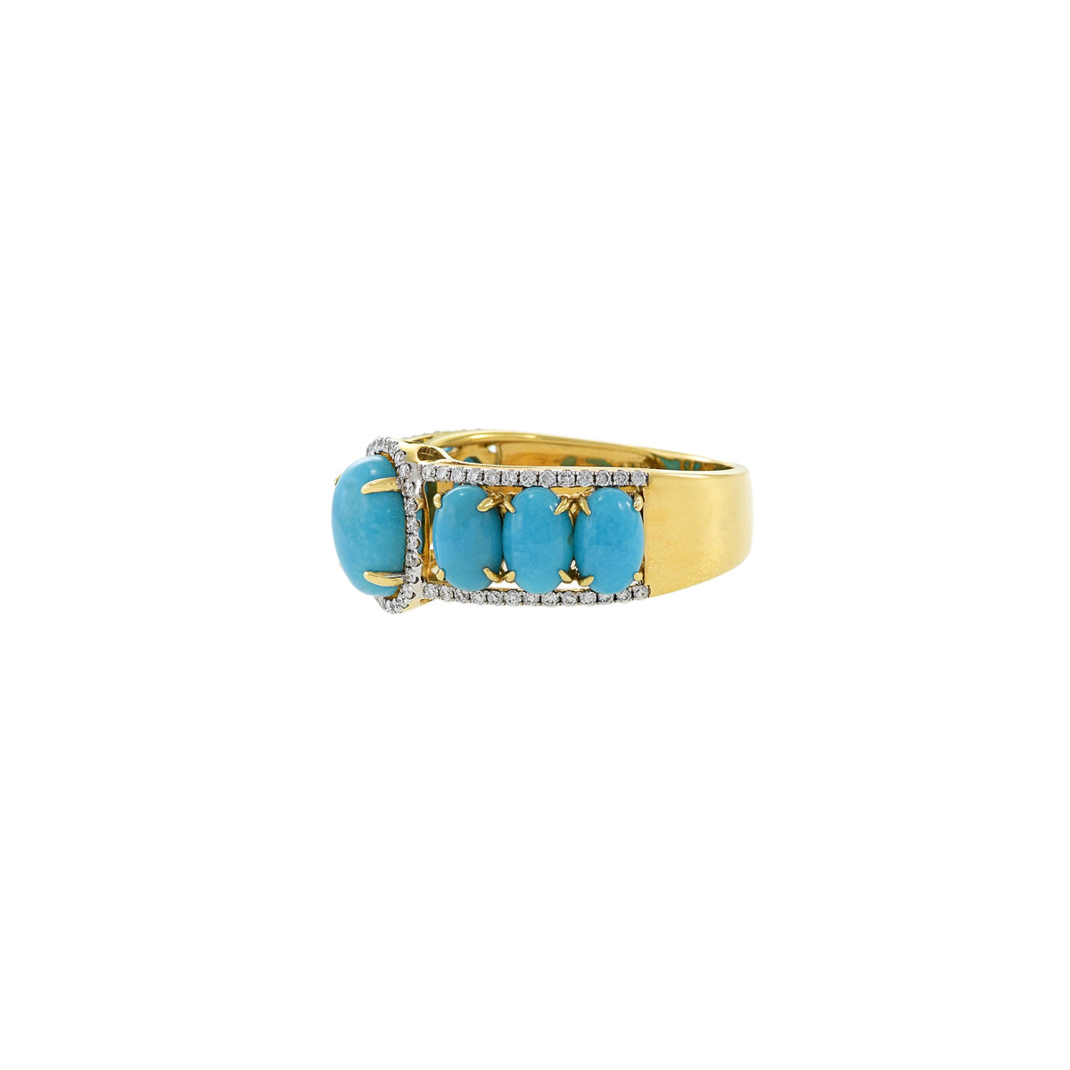 Solid Gold Turquoise and Diamond Ring (574921)