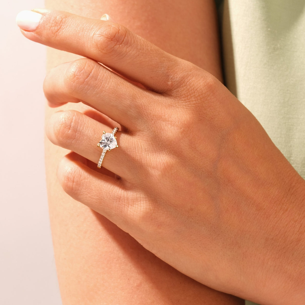 Solid Gold Heart Shape 4ct Lab Grown Diamond Engagement Ring