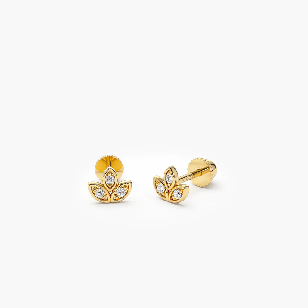 Solid Gold Leaf Diamond Helix Piercing