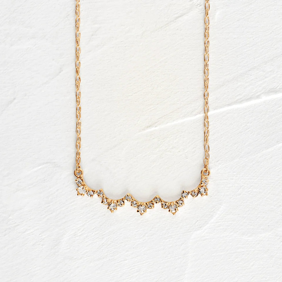 Solid Gold Diamond Lace Edge Necklace