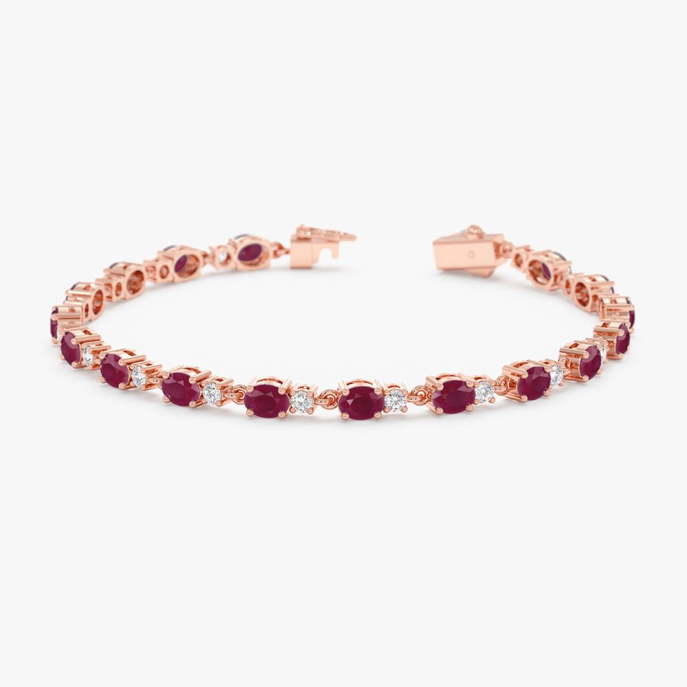 Solid Gold Ruby Diamond Garland Eternity Bracelet